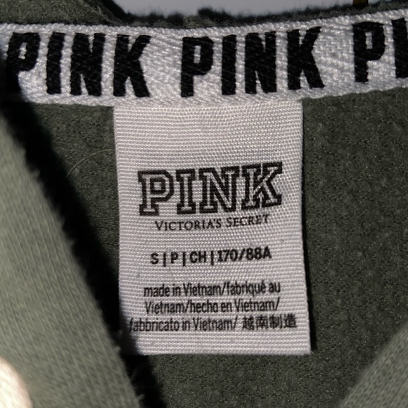 Cropped Olive Green PINK Zip Up Jacket - Picture 3 of 3